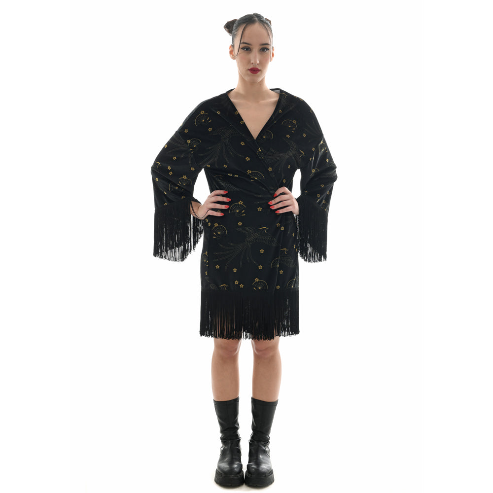Japanese Velvet Fringe Kimono #15