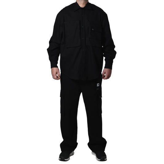 Black Cotton Utility Shirt