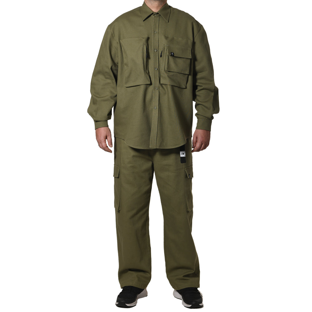 Khaki Cotton Utility Shirt