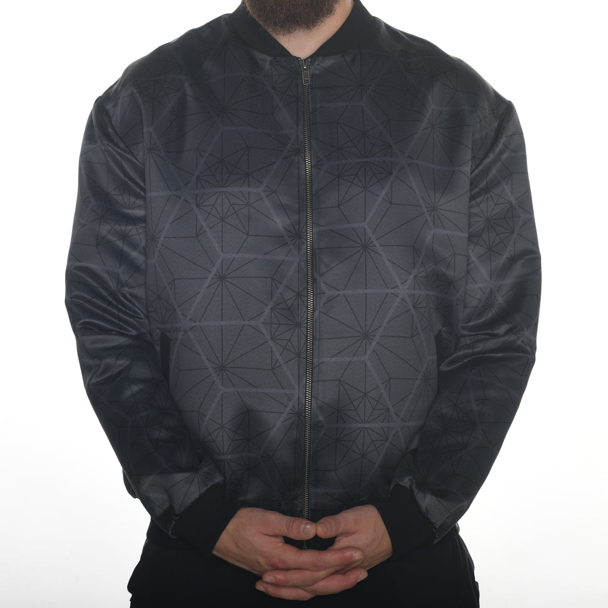 Sacred Geometry Sayagata Asanoha Satin Bomber Jacket