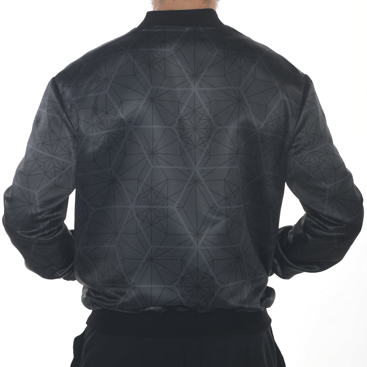 Sacred Geometry Sayagata Asanoha Satin Bomber Jacket