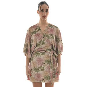 Oriental Velvet Mini Wrap Dress #6