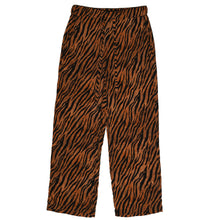 Load image into Gallery viewer, Animal Print Rust &amp; Black Tiger pants natural fabric viscose Elastic band waist Front drawstring closure pants