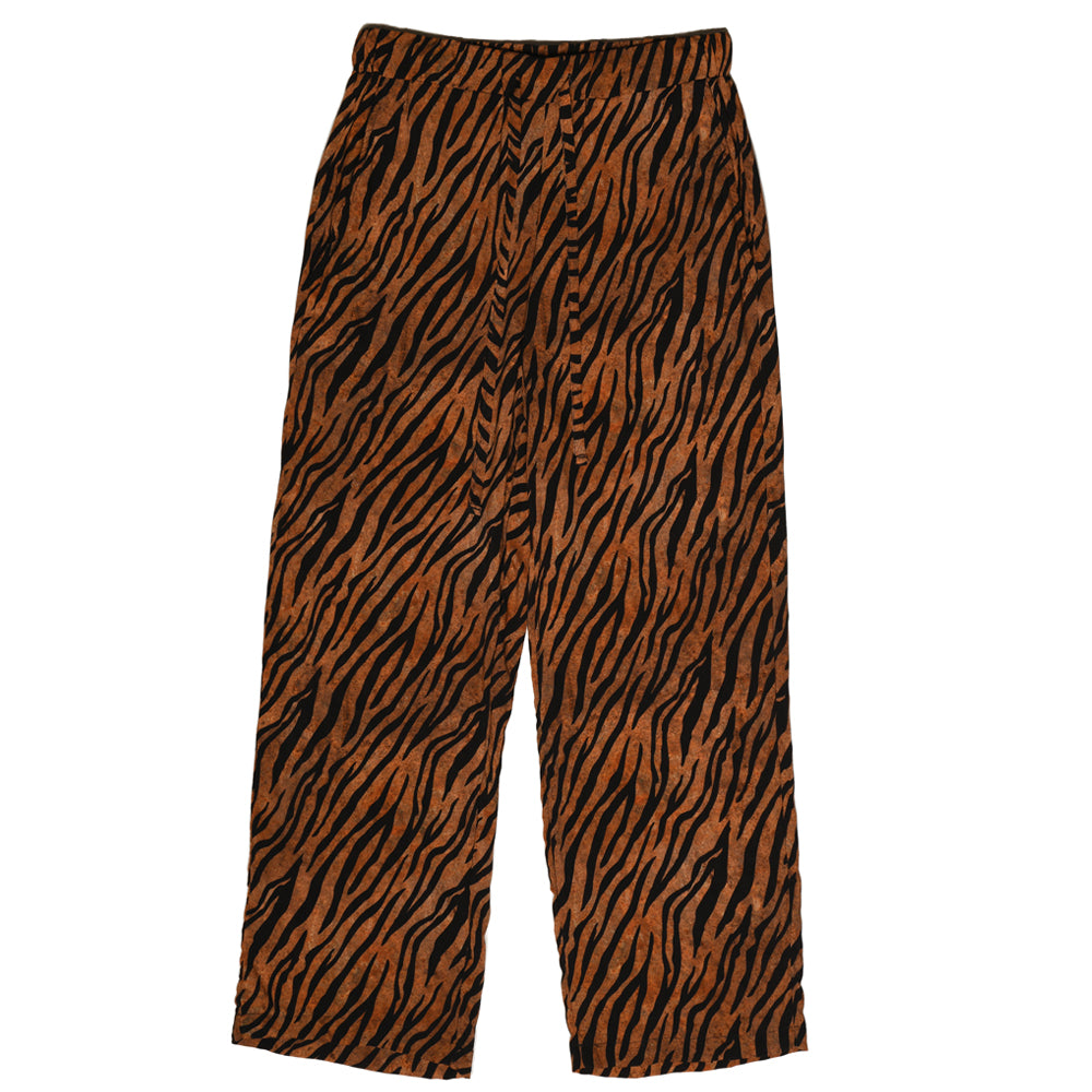 Animal Print Rust & Black Tiger pants natural fabric viscose Elastic band waist Front drawstring closure pants