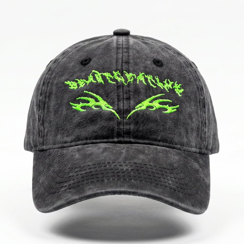 HeartbeatInk Tribal Black Stonewashed Cap