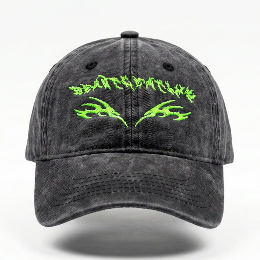 HeartbeatInk Tribal Black Stonewashed Cap