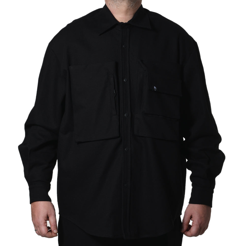 Black Cotton Utility Shirt