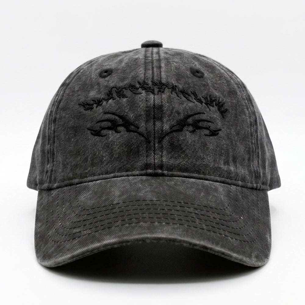 HeartbeatInk Tribal Black Stonewashed Cap