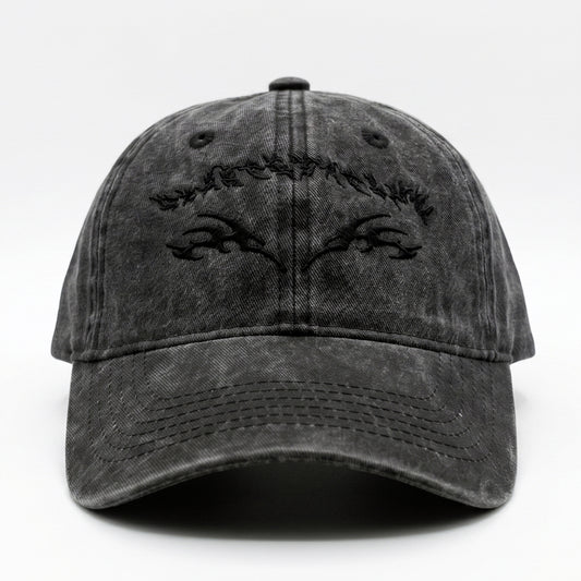 HeartbeatInk Tribal Black Stonewashed Cap