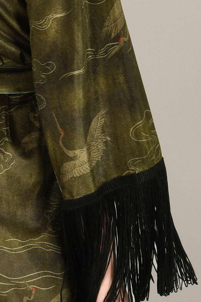 Japanese Velvet Fringe Kimono Dress #18