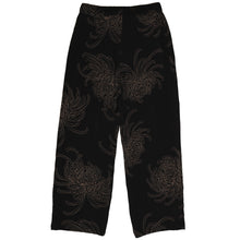 Load image into Gallery viewer, Japanese Chrysanthemum Umber &amp; Black Hawaiian Style Shirt natural fabric viscose Elastic band waist Front drawstring closure pants