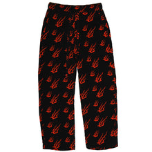Load image into Gallery viewer, Flames Red &amp; Black Pants natural fabric viscose Elastic band waist Front drawstring closure pants japanese flames tibetan flames