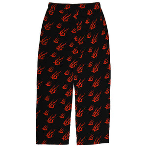 Flames Red & Black Pants natural fabric viscose Elastic band waist Front drawstring closure pants japanese flames tibetan flames