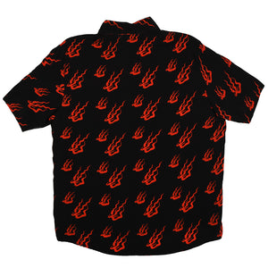 Flames Red & Black Hawaiian Style Shirt natural fabric viscose japanese flames tibetan flames
