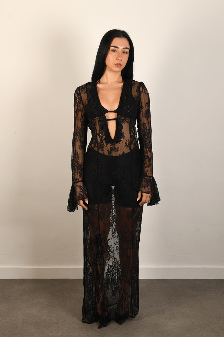 Black Lace Maxi Dress