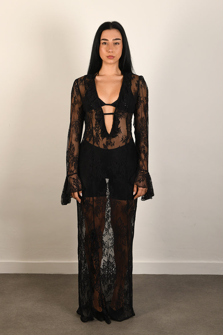 Black Lace Maxi Dress