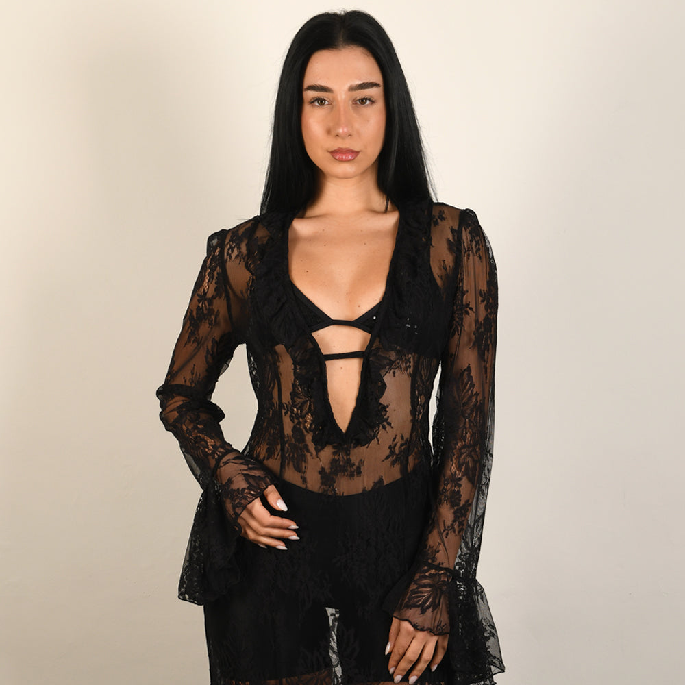 Black Lace Maxi Dress