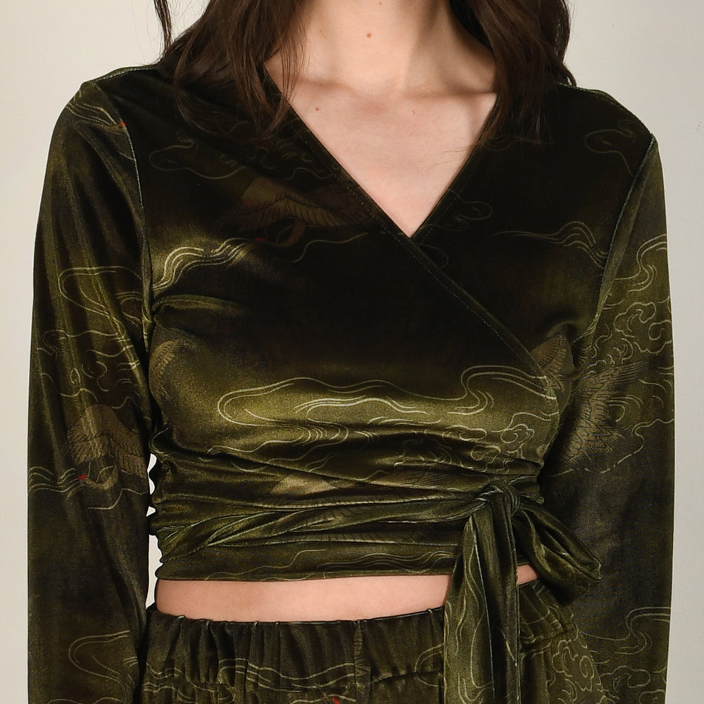 Japanese Velvet Wrap Top #18