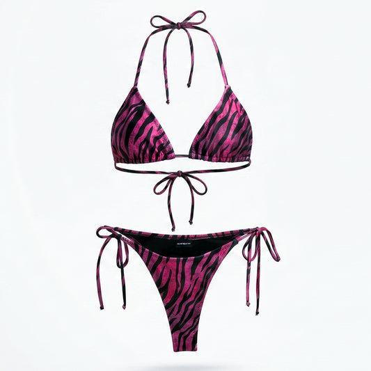 Animal Tie Side Brazilian Bikini #7