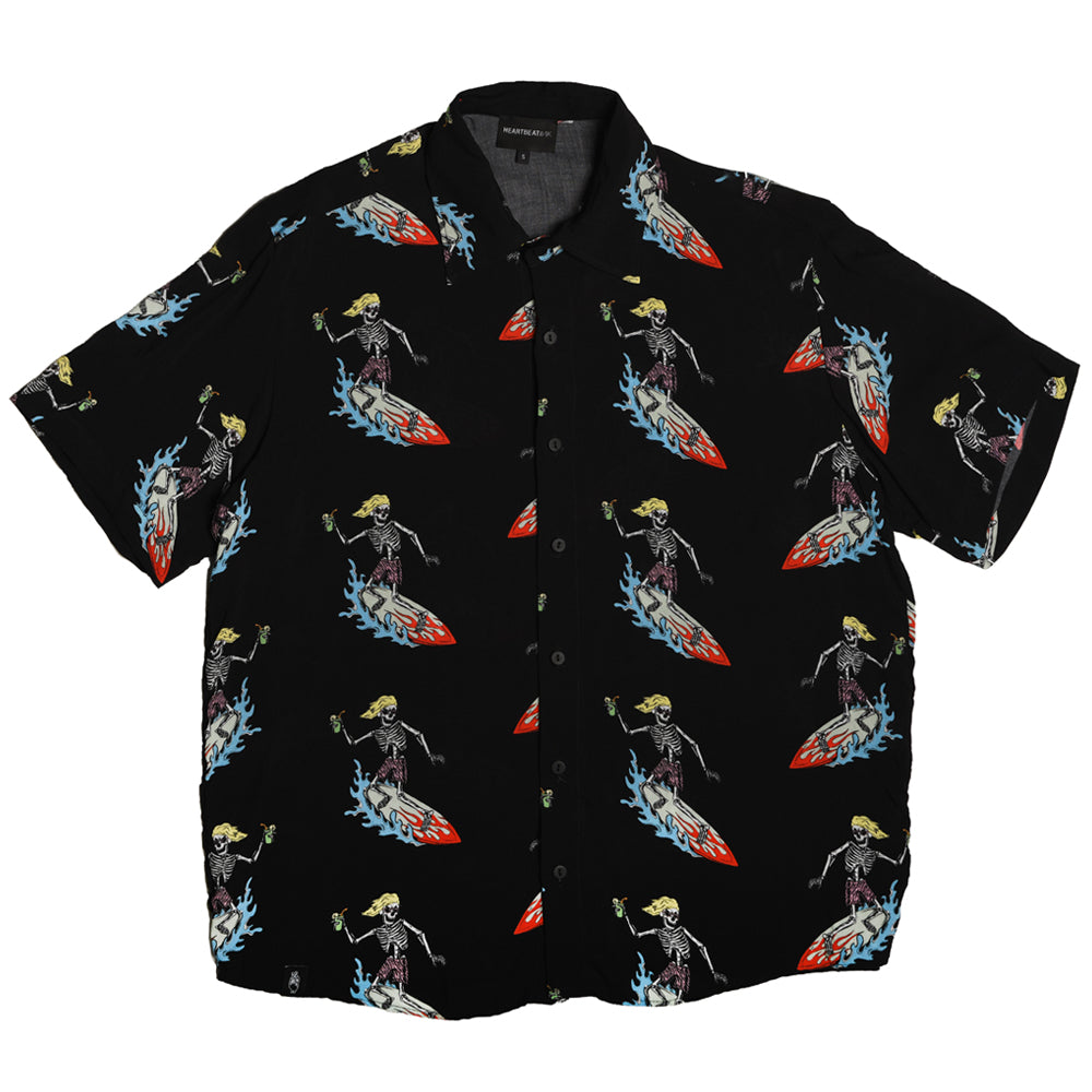 Surfer Hawaiian Style Shirt skeleton natural fabric viscose