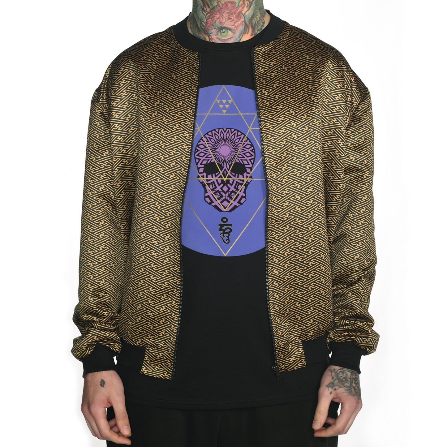 Sacred Geometry Sayagata Asanoha Satin Bomber Jacket