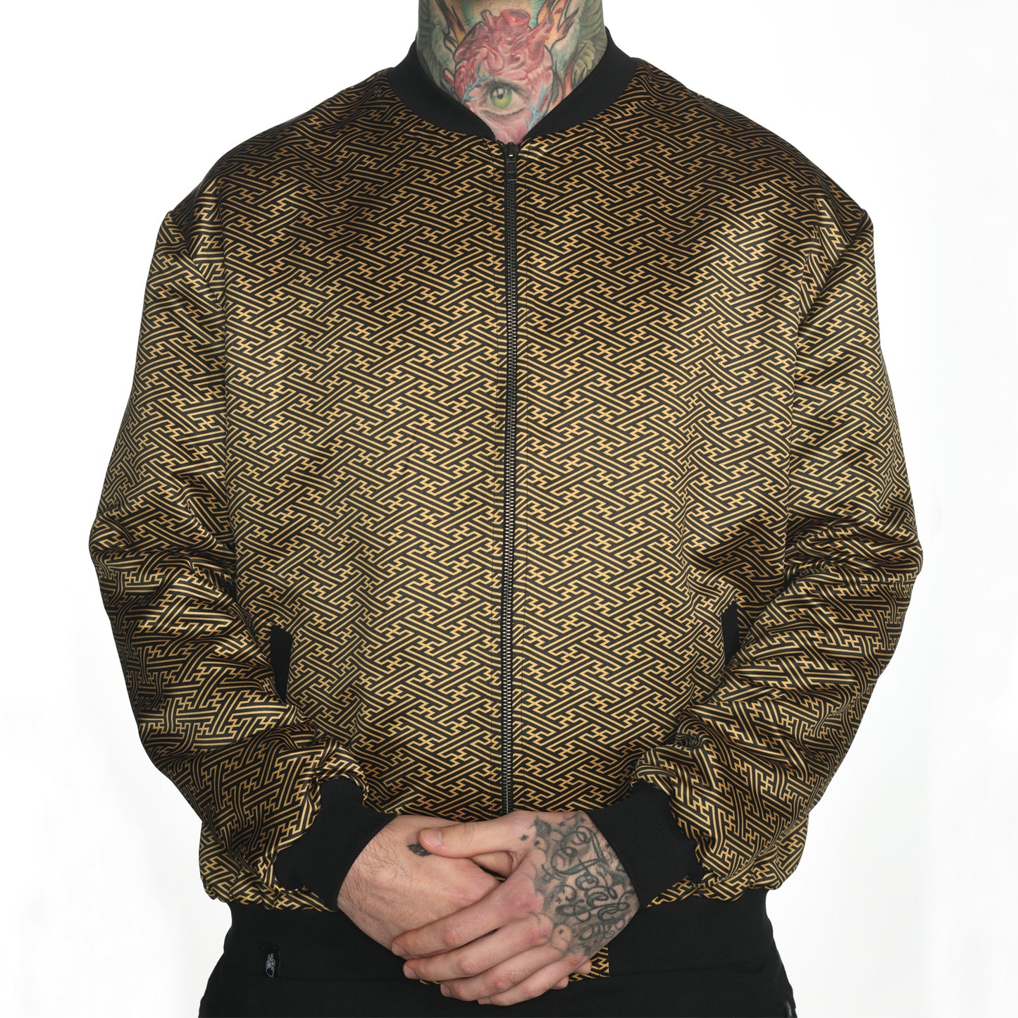 Sacred Geometry Sayagata Asanoha Satin Bomber Jacket