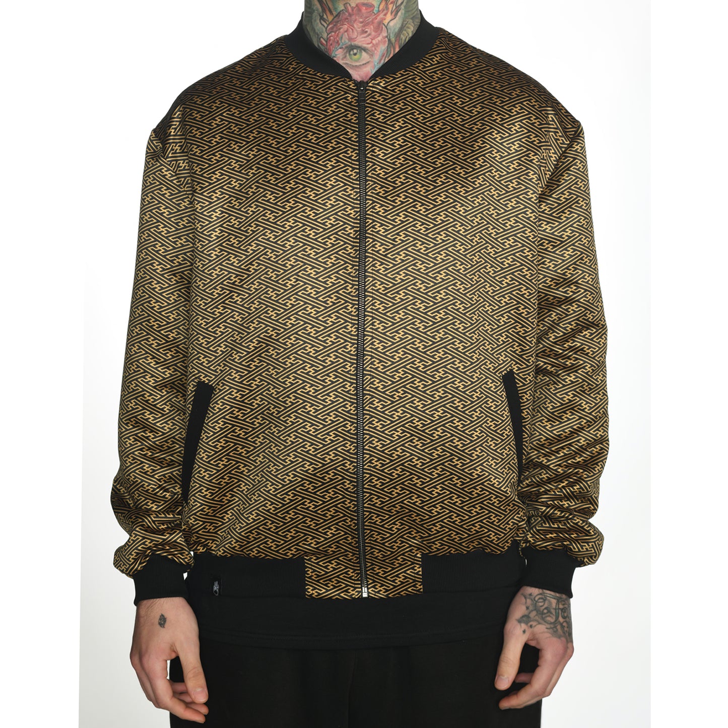 Sacred Geometry Sayagata Asanoha Satin Bomber Jacket