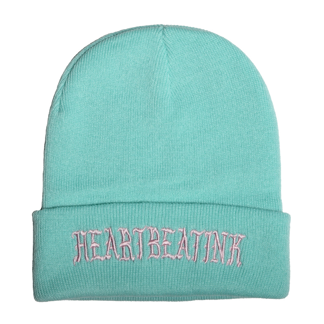 HeartbeatInk Mint Embroidered Beanie