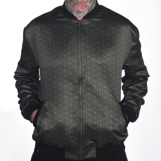 Sacred Geometry Sayagata Asanoha Satin Bomber Jacket