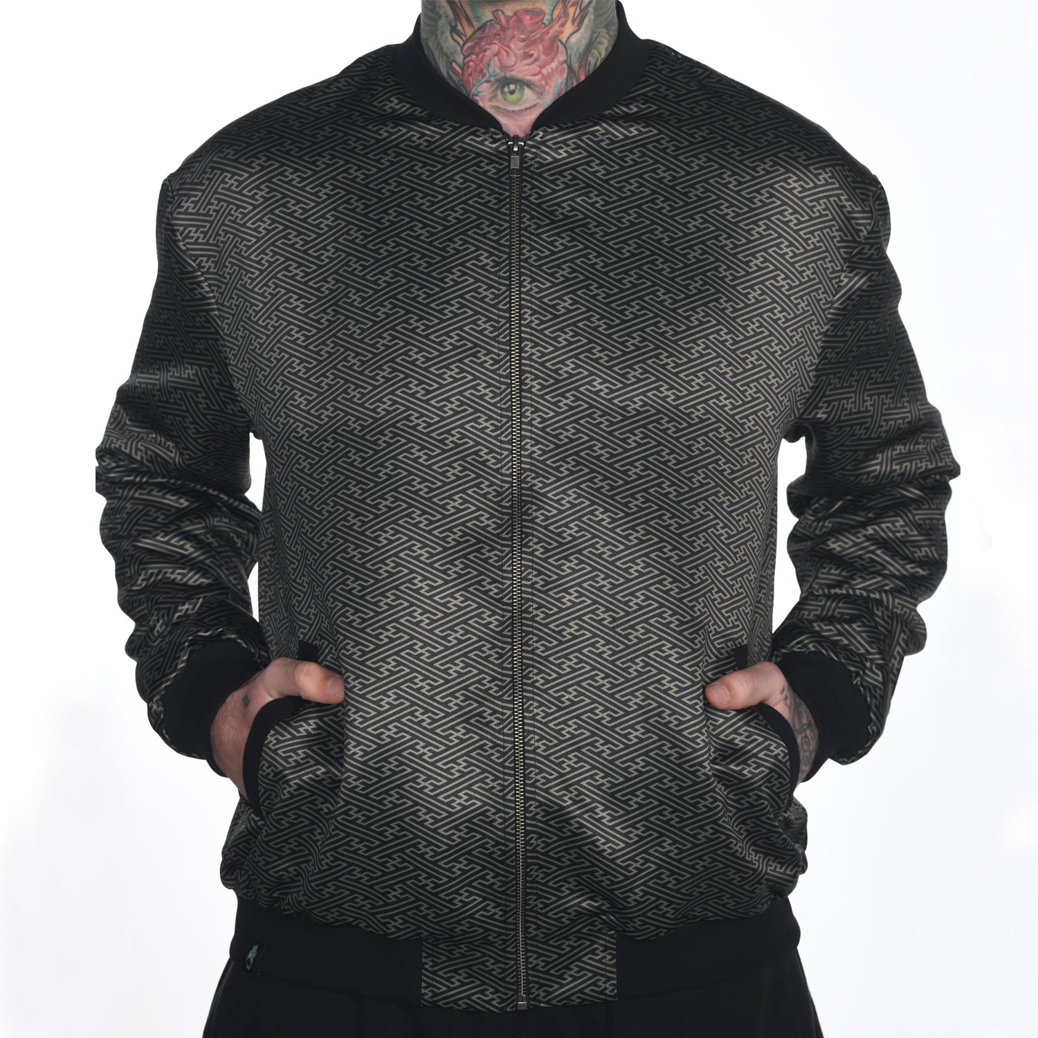 Sacred Geometry Sayagata Asanoha Satin Bomber Jacket