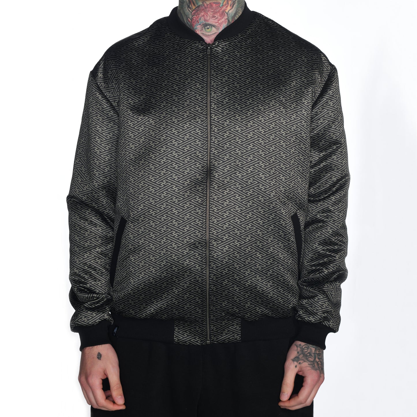 Sacred Geometry Sayagata Asanoha Satin Bomber Jacket