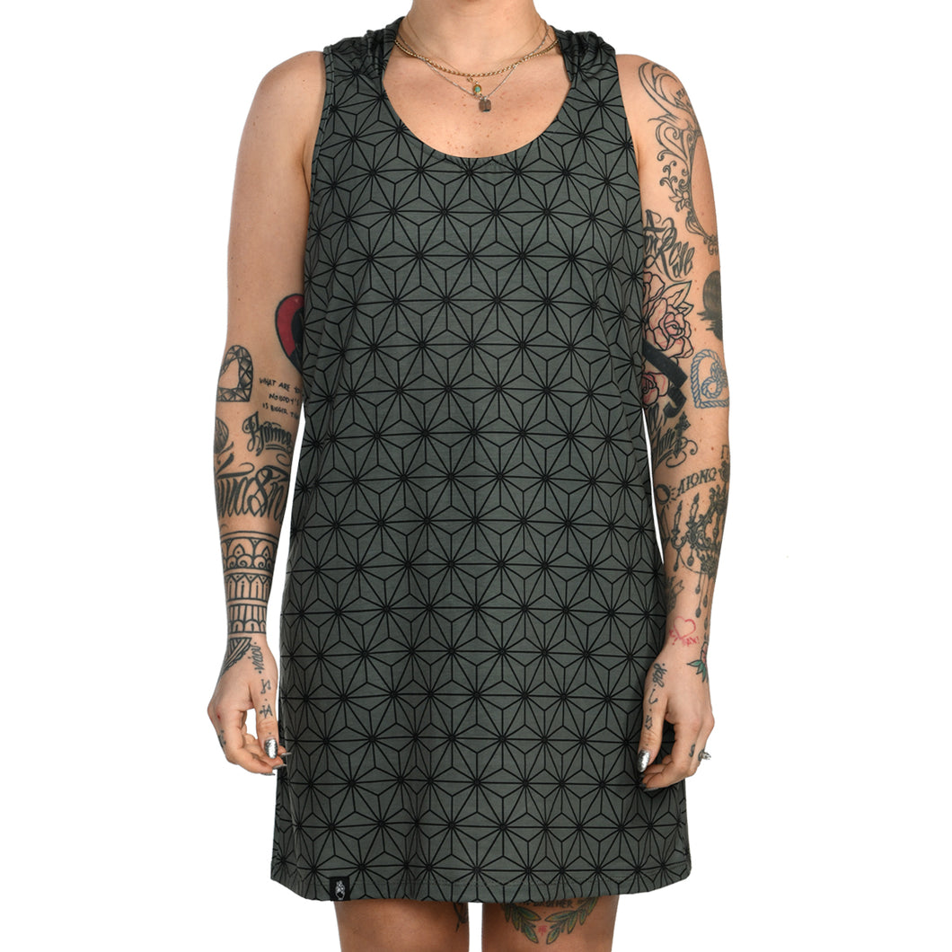 Geometric Hooded Tank Dress #15