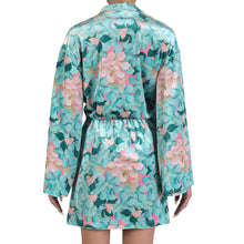 Load image into Gallery viewer, Mint Pink Japanese Oriental Chrysanthemum Flower Velvet Belted Dress