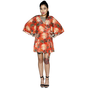 Oriental Velvet Mini Wrap Dress #1