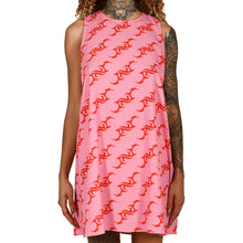 Load image into Gallery viewer, Pink Red Colour Blocking Tribal 90s A line crepe mini dress