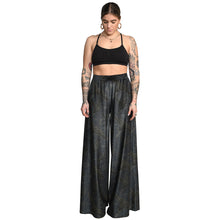 Load image into Gallery viewer, Anthracite Gold Japanese Oriental Cranes Velvet Wide Leg Pants 