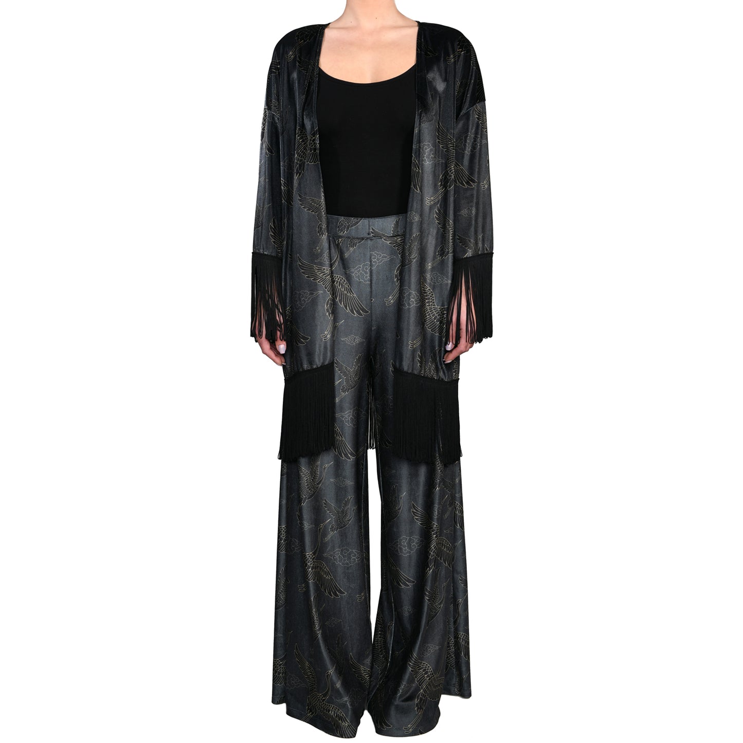 Japanese Velvet Fringe Kimono #9