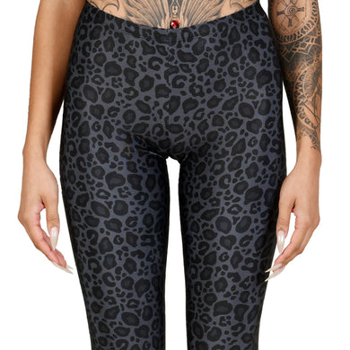 Leopard Animal Print Tiger Charcoal Anthracite Black & Grey Leggings Yoga Pants 