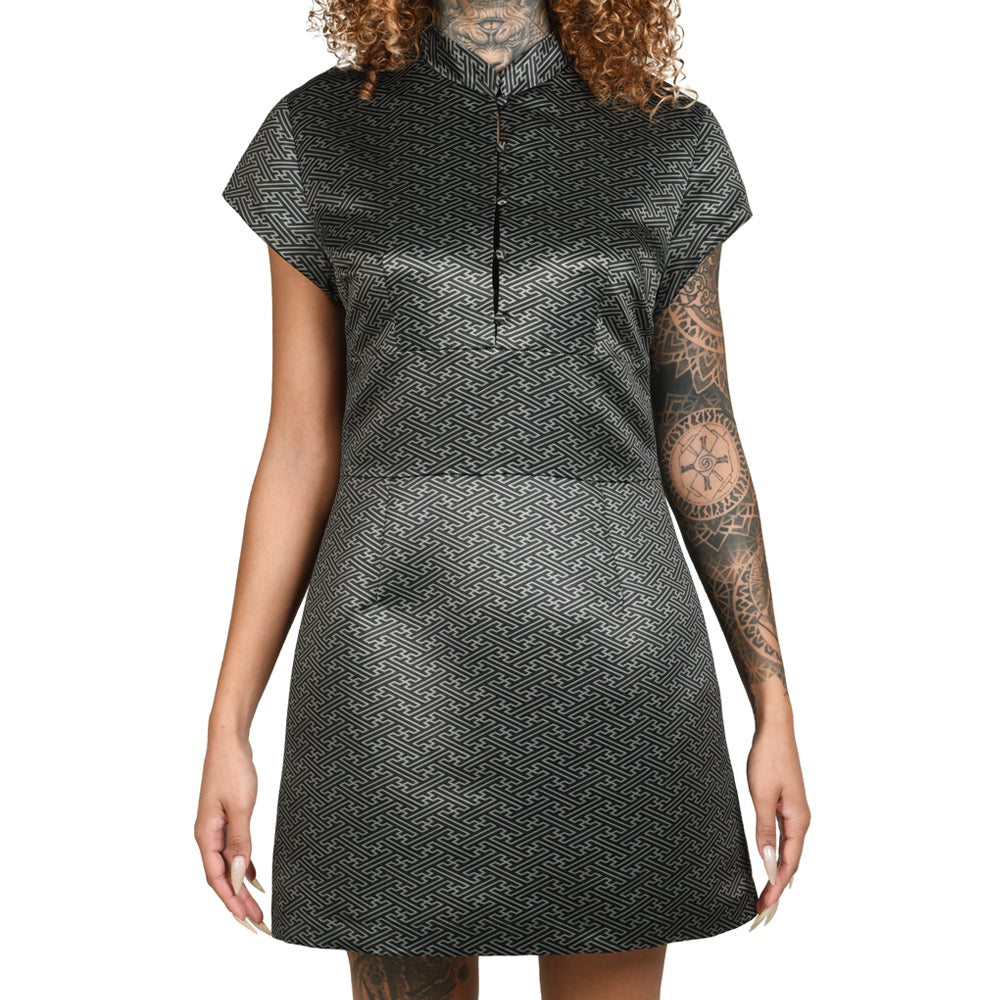 Geometric Satin Qipao Dress #18