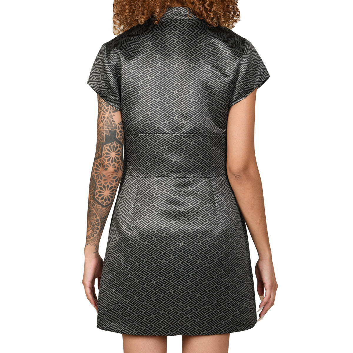 Geometric Satin Qipao Dress #18