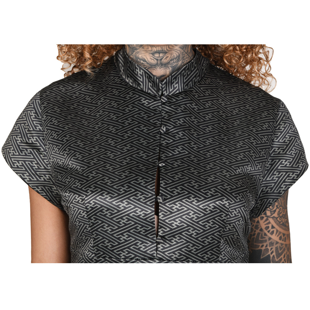 Geometric Satin Qipao Dress #18