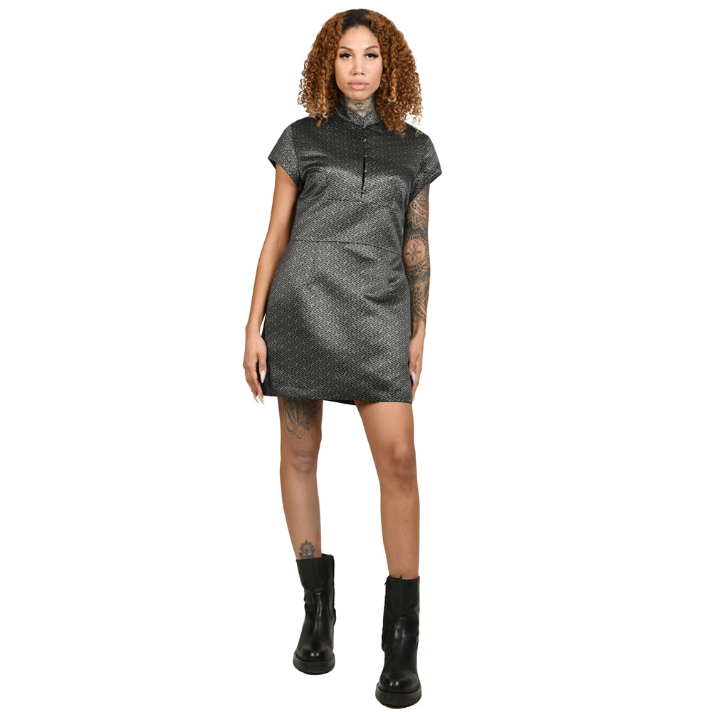 Geometric Satin Qipao Dress #18