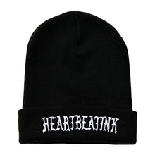 Load image into Gallery viewer, HeartbeatInk Black Embroidered Beanie