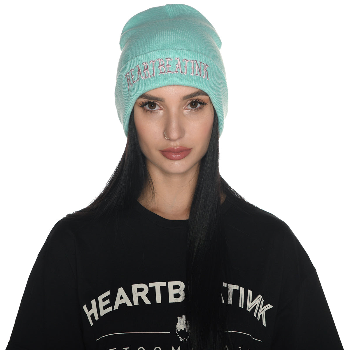 HeartbeatInk Mint Embroidered Beanieο