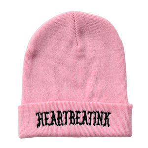 HeartbeatInk Pink Embroidered Beanie